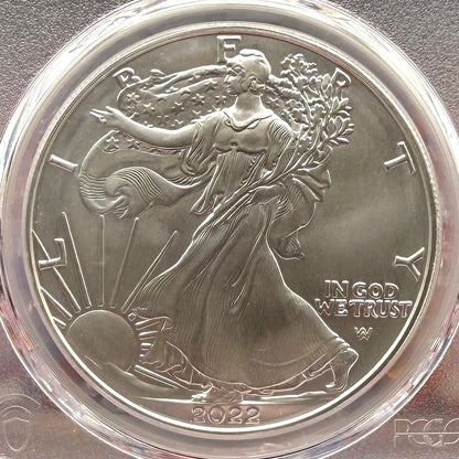 Burnished 2022 (W) $1 American Silver Eagle PCGS SP70 Advanced Release American Flag Label Rare 1 of 453 Mint!