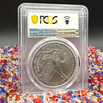 Burnished 2022 (W) $1 American Silver Eagle PCGS SP70 Advanced Release American Flag Label Rare 1 of 453 Mint!
