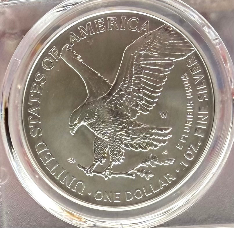 Burnished 2022 (W) $1 American Silver Eagle PCGS SP70 Advanced Release American Flag Label Rare 1 of 453 Mint!