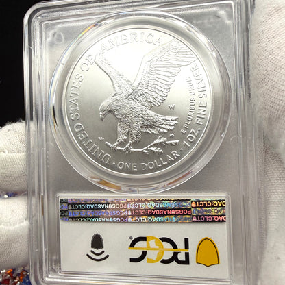 Burnished 2022 (W) $1 American Silver Eagle PCGS SP70 Advanced Release American Flag Label Rare 1 of 453 Mint!