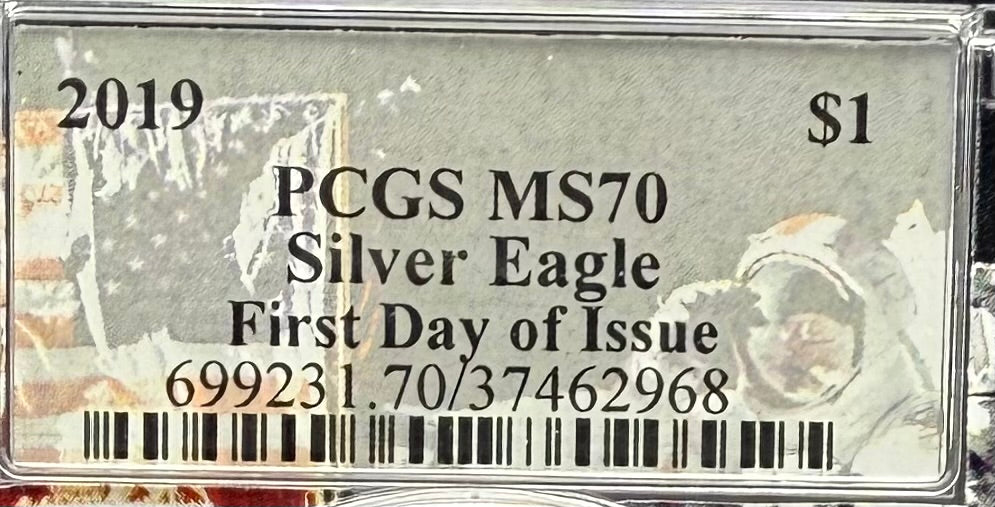 2019 $1 American Silver Eagle PCGS MS70 FDOI Apollo Holder Mint Condition
