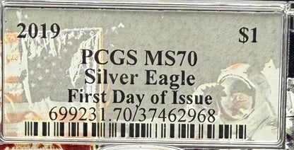 2019 $1 American Silver Eagle PCGS MS70 FDOI Apollo Holder Mint Condition