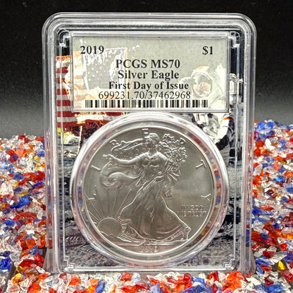 2019 $1 American Silver Eagle PCGS MS70 FDOI Apollo Holder Mint Condition