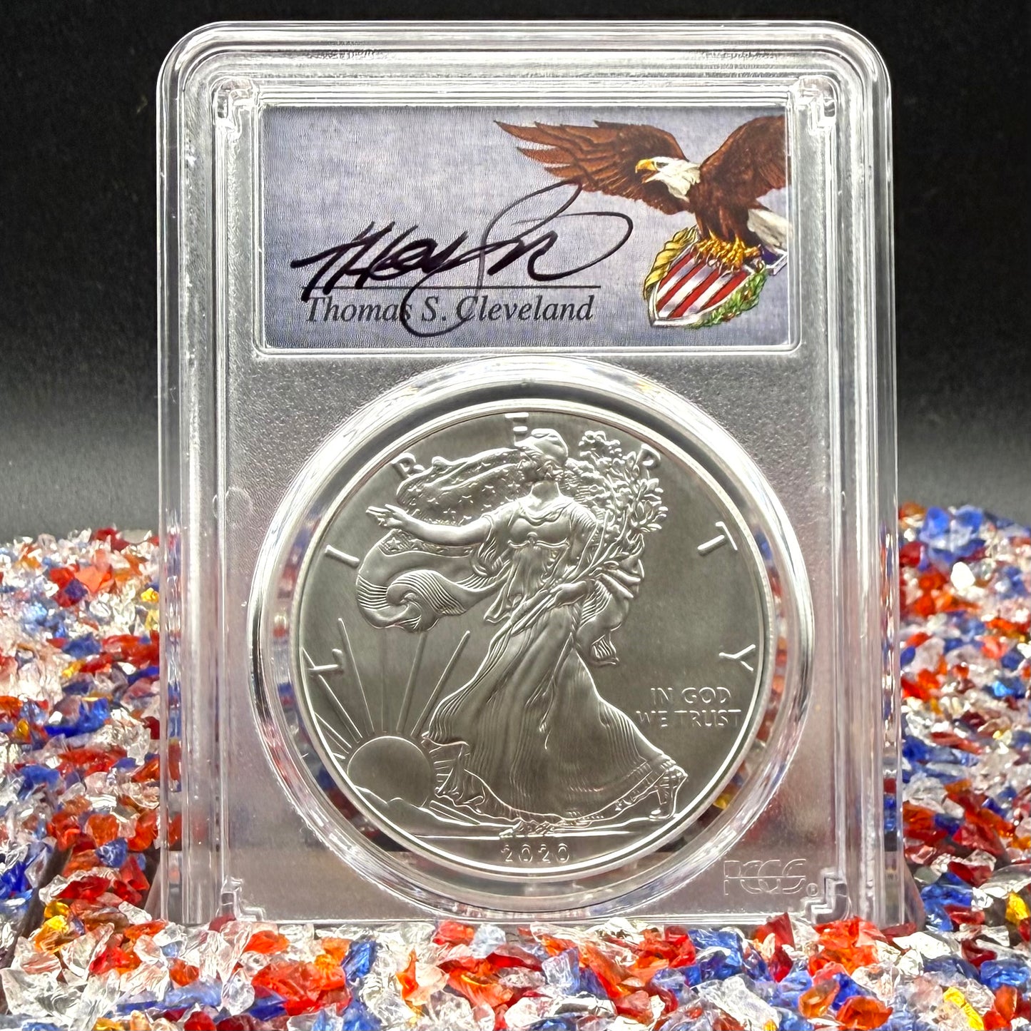 2020 $1 American Silver Eagle PCGS MS70 FDOI Thomas Cleveland Signed Rare 1 of 25 Mint