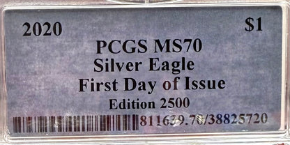2020 $1 American Silver Eagle PCGS MS70 FDOI Thomas Cleveland Signed Rare 1 of 25 Mint