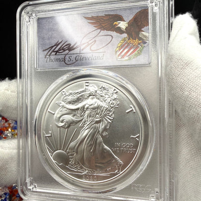 2020 $1 American Silver Eagle PCGS MS70 FDOI Thomas Cleveland Signed Rare 1 of 25 Mint