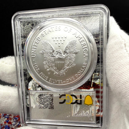 Burnished 2019 (W) $1 American Silver Eagle PCGS SP70 FDOI Apollo Label - Rare 1 of 137 Mint!