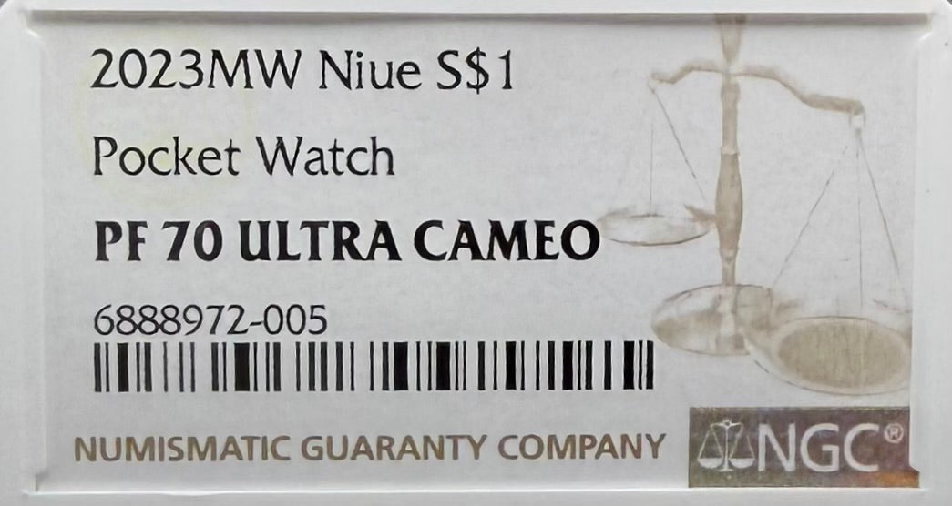 2023 Niue Silver Dollar $1 NGC PF70UC Faberge Art Pocket Watch 24-Karat Gold Proof Finish Mint (Rare 1 of 13)
