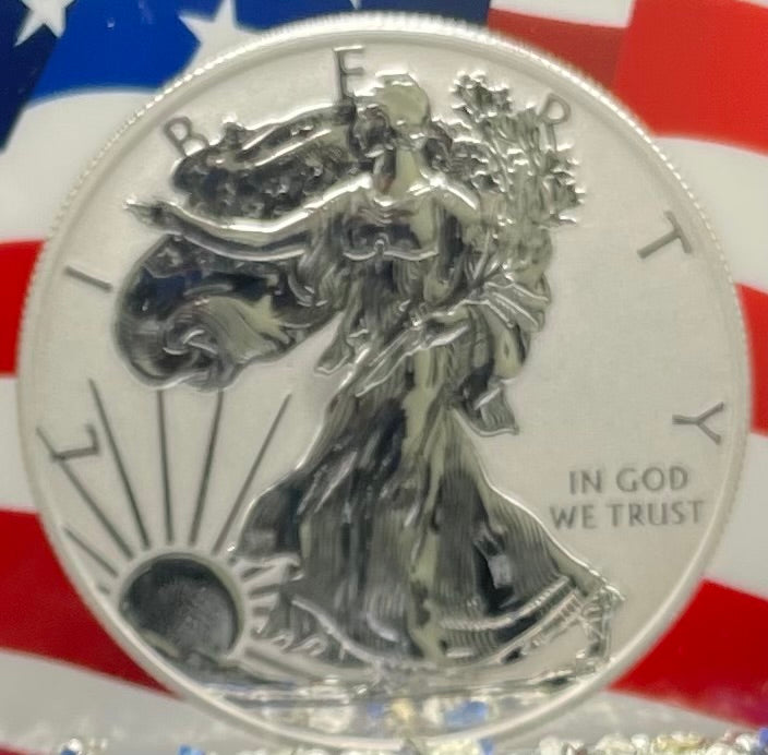 Reverse Proof 2021 Type 1 and Type 2 (2 Coin Set) $1 American Silver Eagle NGC PF69 Heraldic Eagle Label Flag Holder Mint Condition