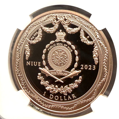 2023 Niue Silver Dollar $1 NGC PF70UC Faberge Art Pocket Watch 24-Karat Gold Proof Finish Mint (Rare 1 of 13)