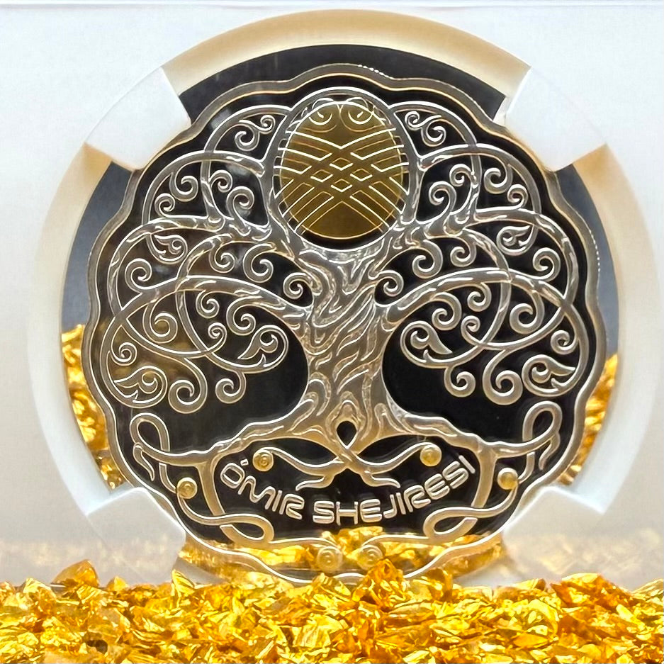 2021 Kazakhstan Silver Tenge Coin 777 NGC PF70UC 'Omir Shejiresi' (Tree of Life) Gold Gilt (1 of 1) Mint