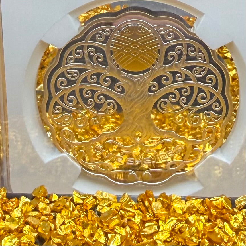 2021 Kazakhstan Silver Tenge Coin 777 NGC PF70UC 'Omir Shejiresi' (Tree of Life) Gold Gilt (1 of 1) Mint