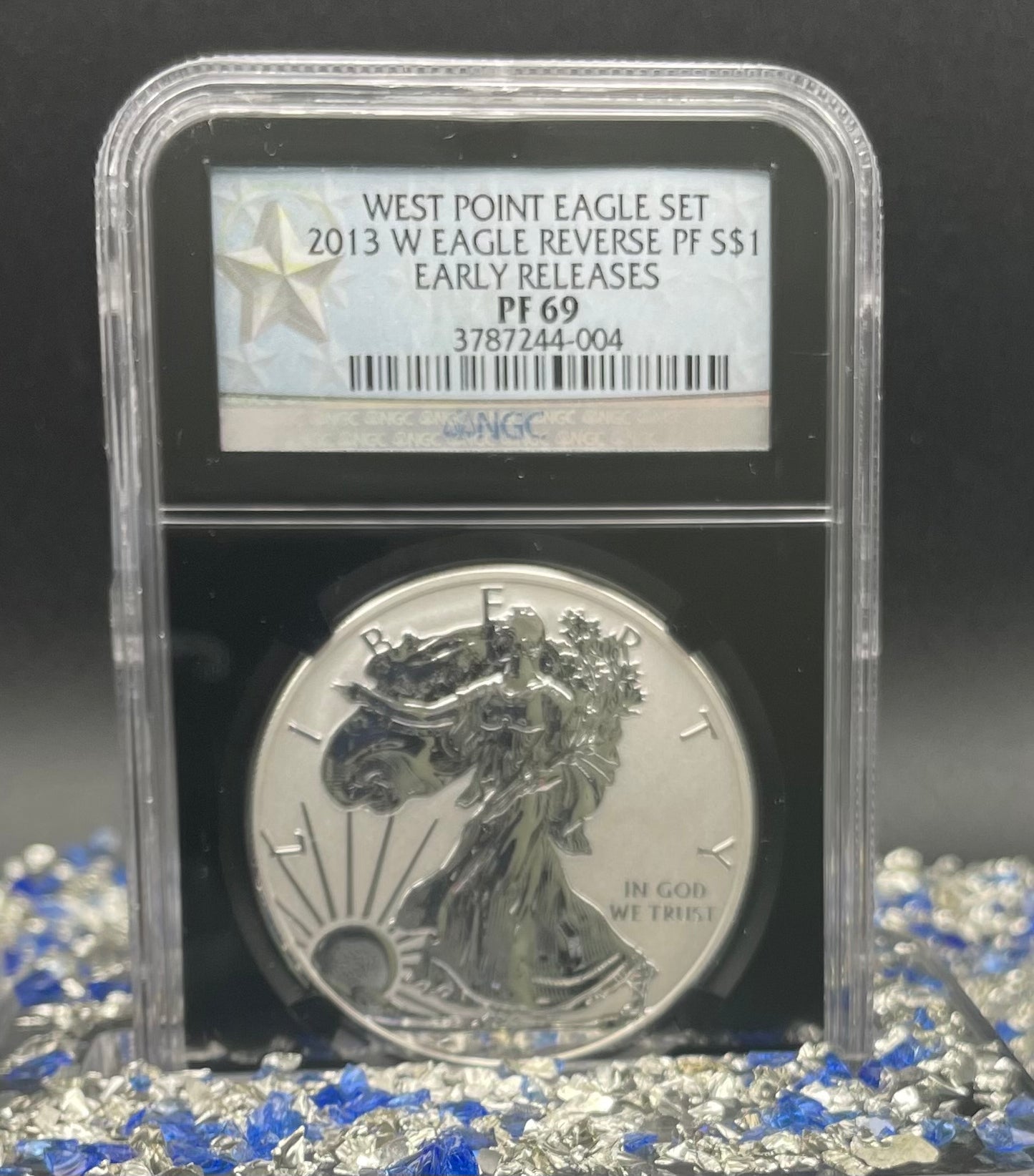 Reverse Proof & Enhanced Finish (2 Coin Set) 2013 (W) $1 American Silver Eagle NGC PF69 Black Core Holder West Point Silver Star Label