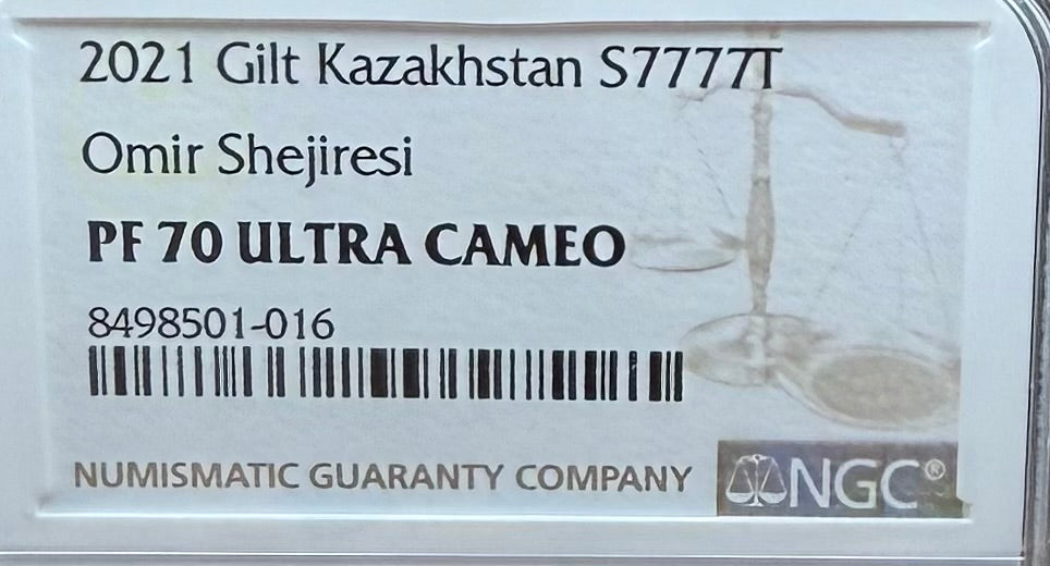 2021 Kazakhstan Silver Tenge Coin 777 NGC PF70UC 'Omir Shejiresi' (Tree of Life) Gold Gilt (1 of 1) Mint