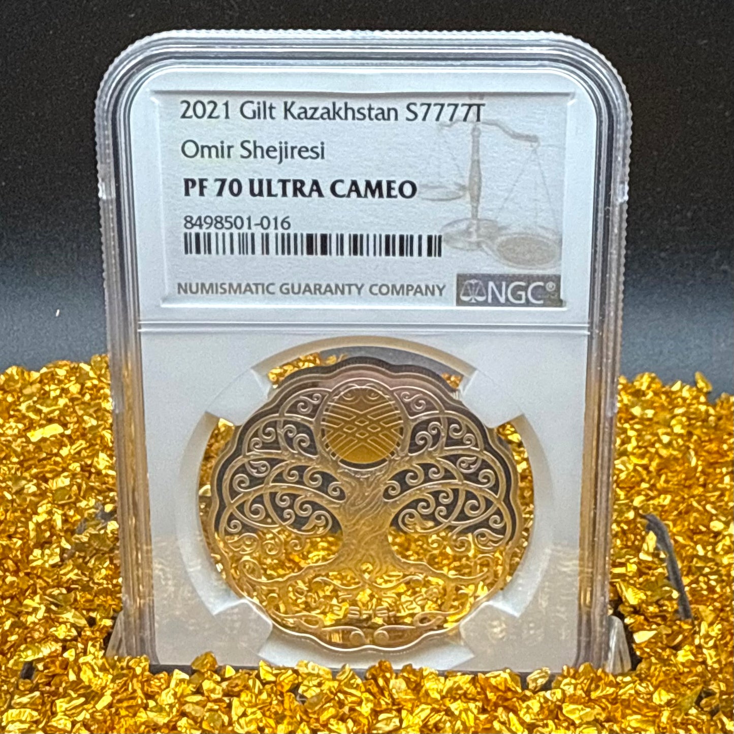 2021 Kazakhstan Silver Tenge Coin 777 NGC PF70UC 'Omir Shejiresi' (Tree of Life) Gold Gilt (1 of 1) Mint