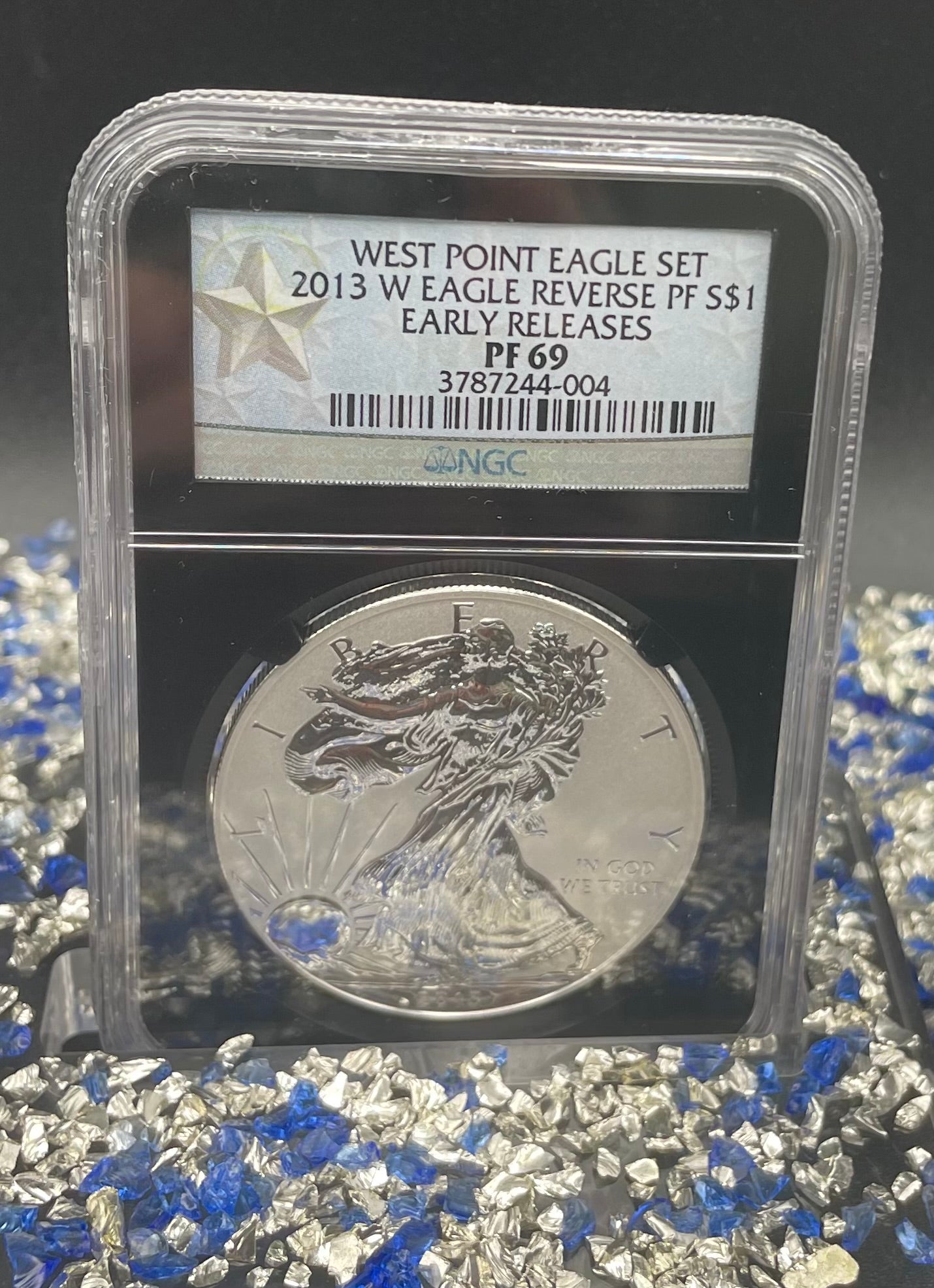 Reverse Proof & Enhanced Finish (2 Coin Set) 2013 (W) $1 American Silver Eagle NGC PF69 Black Core Holder West Point Silver Star Label