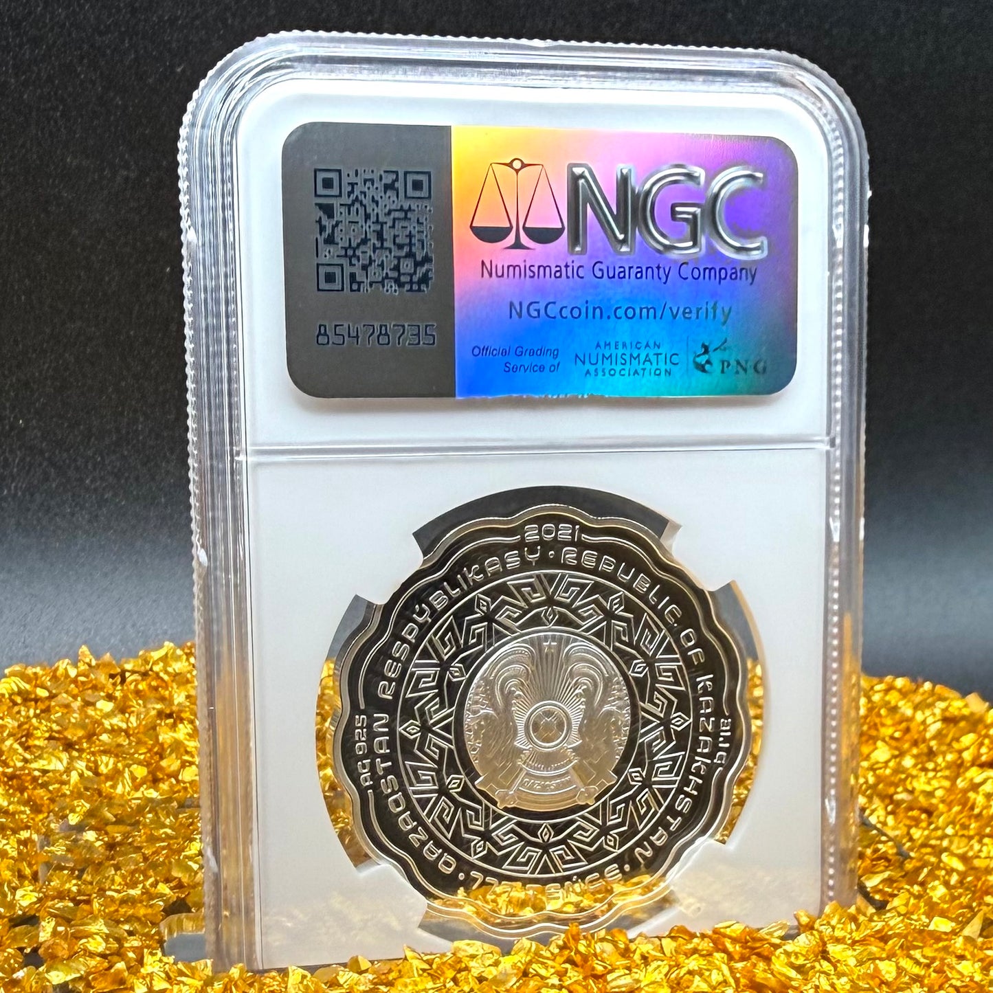 2021 Kazakhstan Silver Tenge Coin 777 NGC PF70UC 'Omir Shejiresi' (Tree of Life) Gold Gilt (1 of 1) Mint
