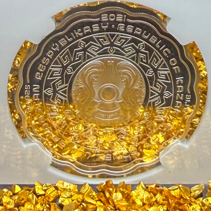2021 Kazakhstan Silver Tenge Coin 777 NGC PF70UC 'Omir Shejiresi' (Tree of Life) Gold Gilt (1 of 1) Mint