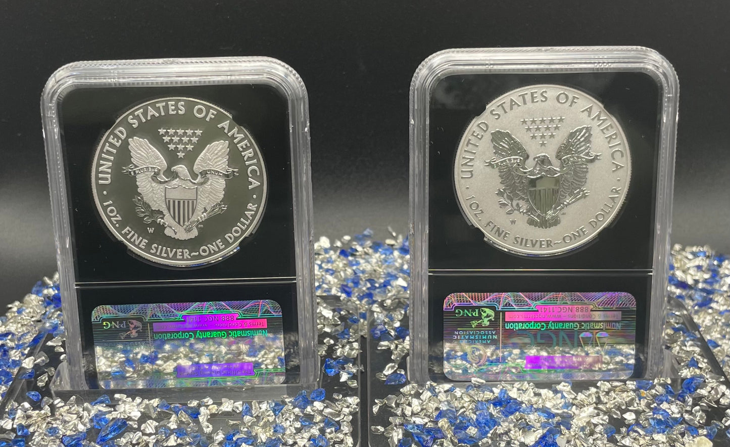 Reverse Proof & Enhanced Finish (2 Coin Set) 2013 (W) $1 American Silver Eagle NGC PF69 Black Core Holder West Point Silver Star Label