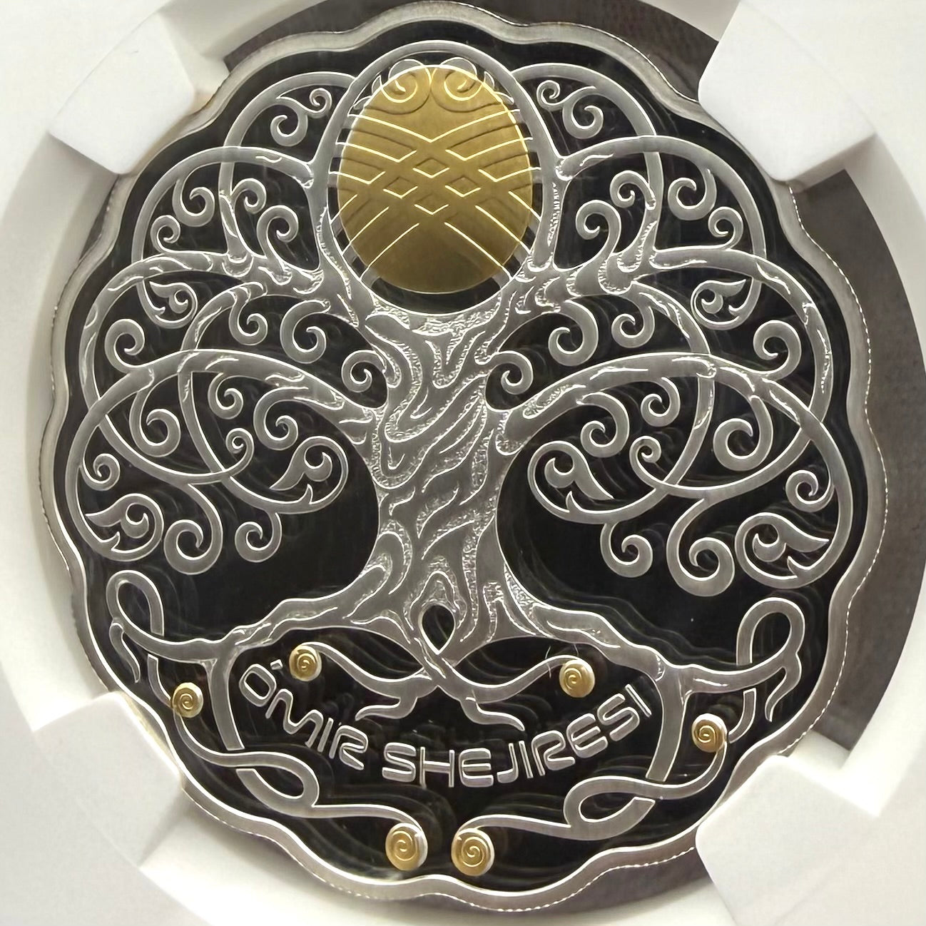 2021 Kazakhstan Silver Tenge Coin 777 NGC PF70UC 'Omir Shejiresi' (Tree of Life) Gold Gilt (1 of 1) Mint