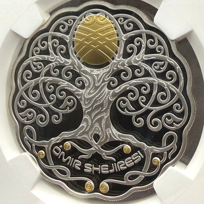2021 Kazakhstan Silver Tenge Coin 777 NGC PF70UC 'Omir Shejiresi' (Tree of Life) Gold Gilt (1 of 1) Mint