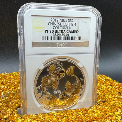 2012 Proof Niue Silver Dollar $2 NGC PF70UC Feng Shui - KOI Colorized (1 of 84) Mint