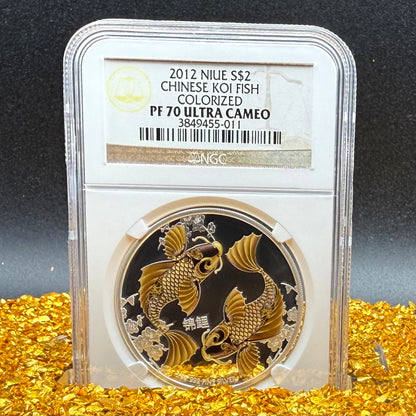 2012 Proof Niue Silver Dollar $2 NGC PF70UC Feng Shui - KOI Colorized (1 of 84) Mint