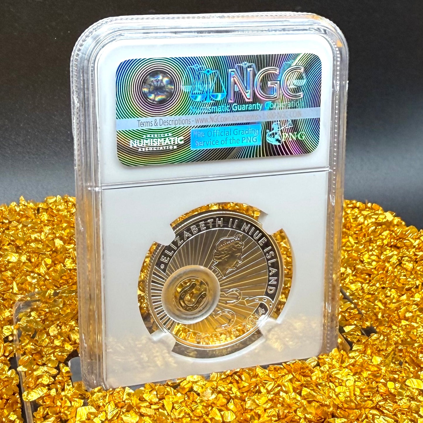 2014 Proof Niue Silver Dollar $1 NGC PF70UC Good Luck Series - Horseshoe Gold Gilt Colorized (1 of 1) Mint