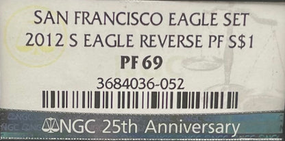 Reverse Proof 2012 (S) $1 American Silver Eagle NGC PF69 Black Core Holder Mint Condition (1 of 11,780)