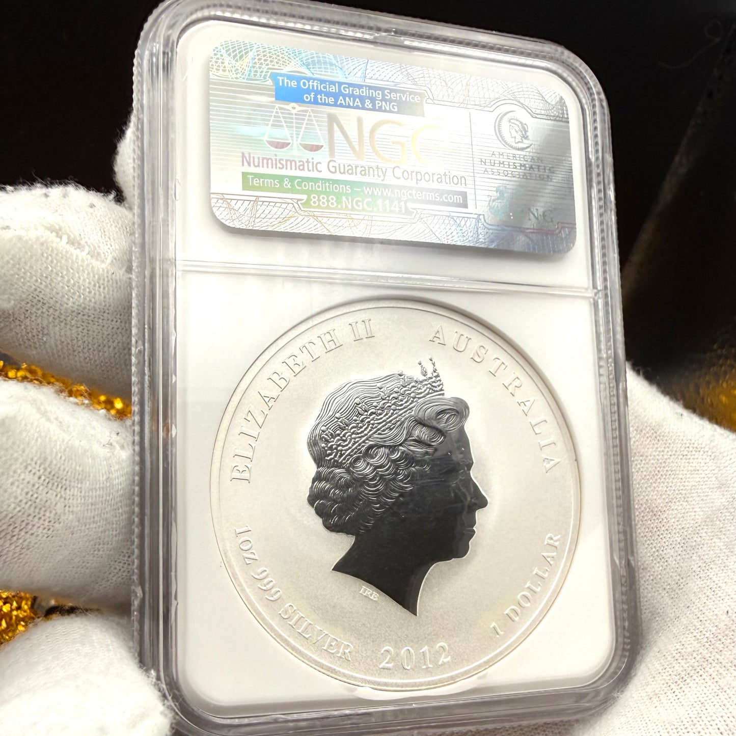 2012 P Silver $1 Australia Lunar Series II Year of the Dragon Gold Gilt NGC MS70 Red Lunar Label