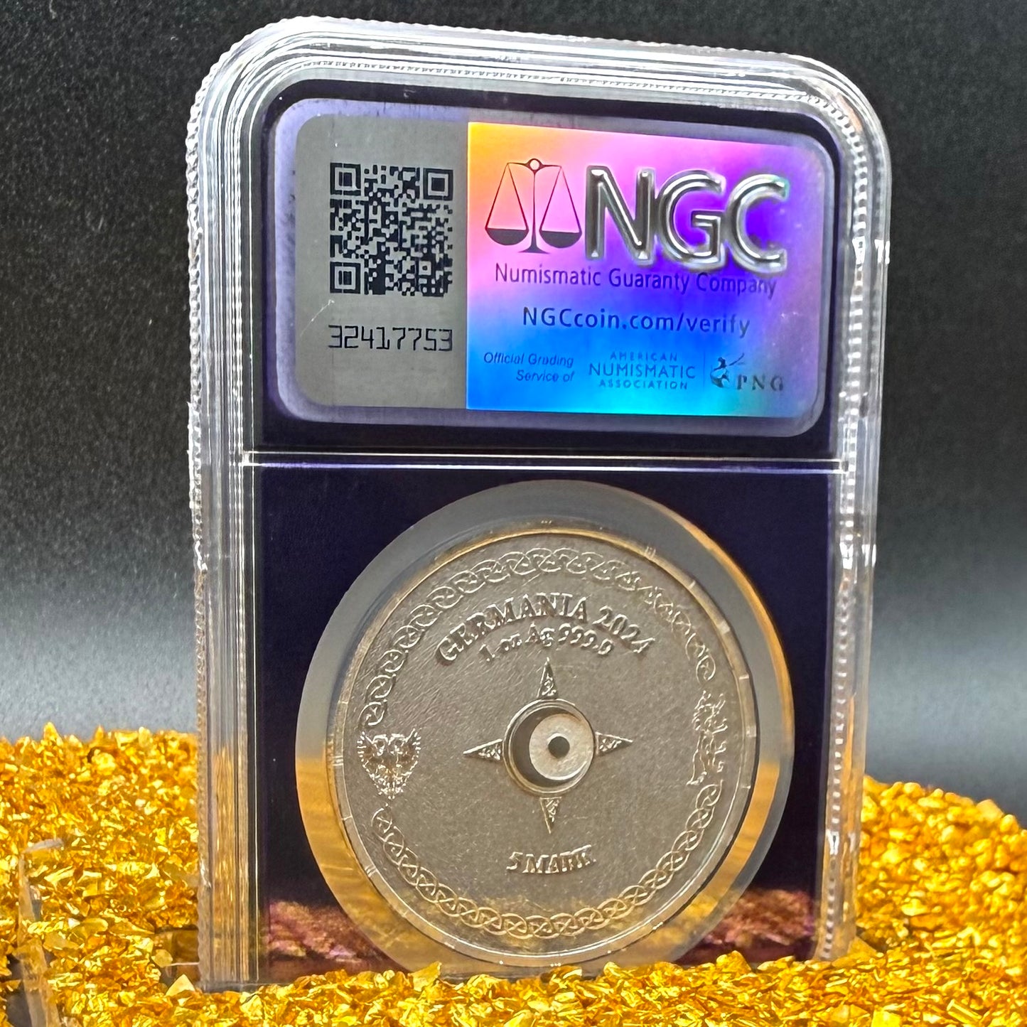 2024 1 oz .9999 Silver Private Issue NGS MS70 Ragnarok Hati 24K Gold Gilt Finish Trader Bea Purple Holder Mint