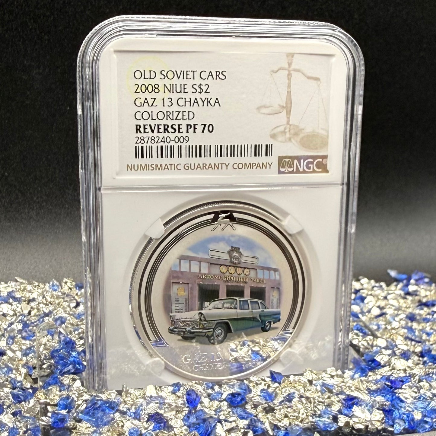 2008 Reverse Proof Niue Silver Dollar $2 NGC PF70UC Old Soviet Cars - Gaz M13 Chayka Colorized (1 of 2) Mint