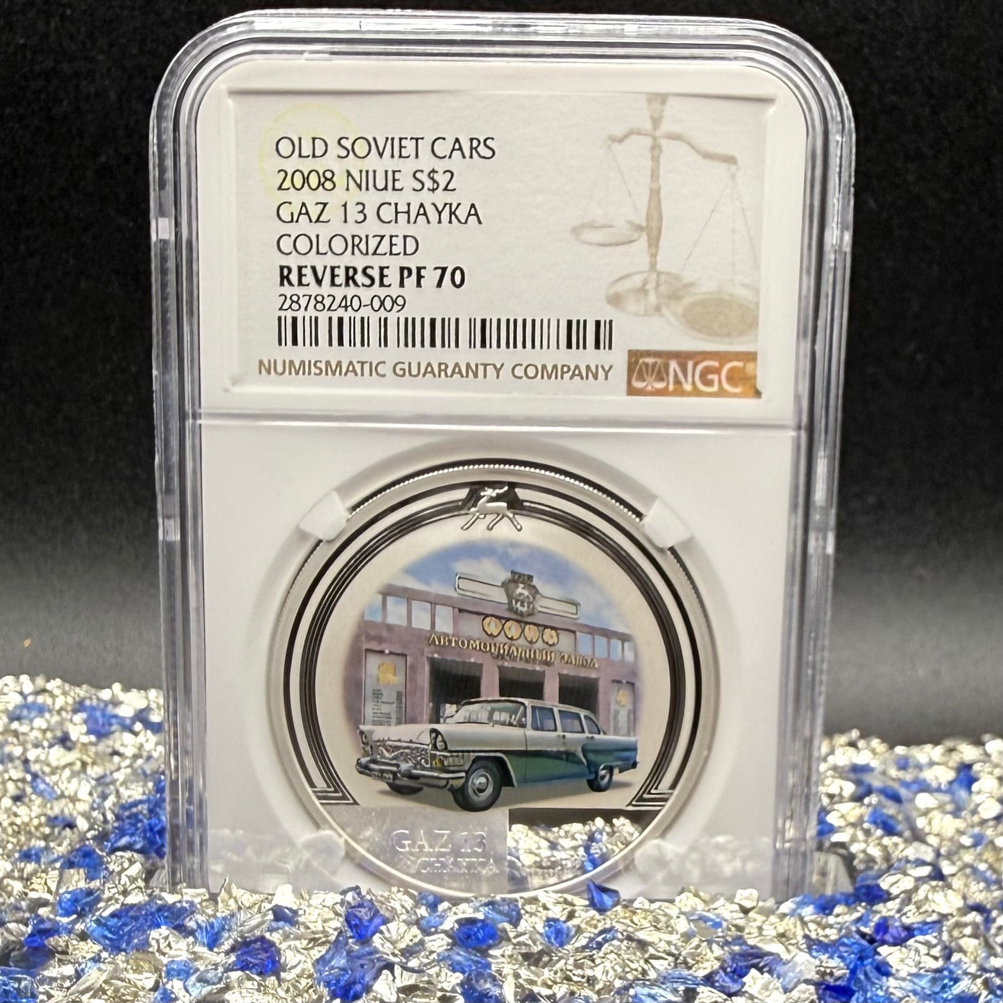 2008 Reverse Proof Niue Silver Dollar $2 NGC PF70UC Old Soviet Cars - Gaz M13 Chayka Colorized (1 of 2) Mint