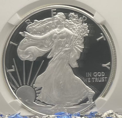 Proof 2019 (W) $1 American Silver Eagle NGC PF70 American Flag Label #487 (Rare Label)