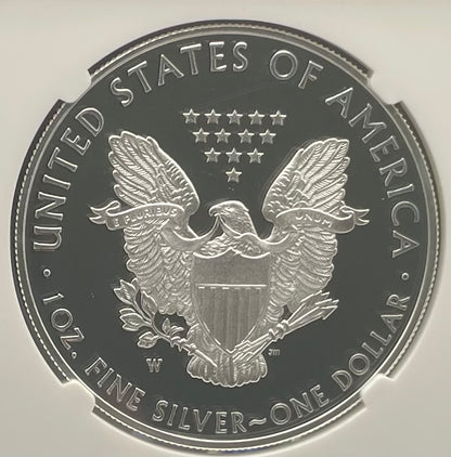 Proof 2019 (W) $1 American Silver Eagle NGC PF70 American Flag Label #487 (Rare Label)