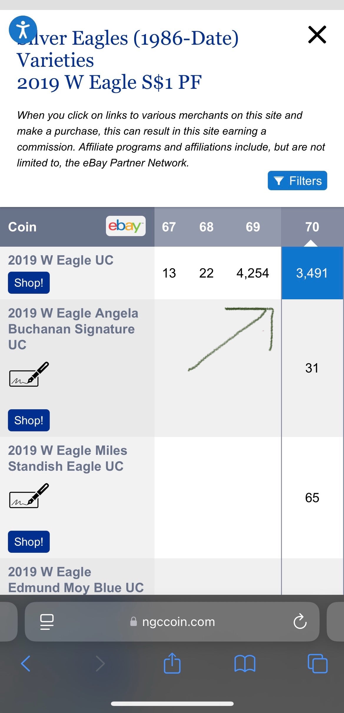 Proof 2019 (W) $1 American Silver Eagle NGC PF70 American Flag Label #487 (Rare Label)