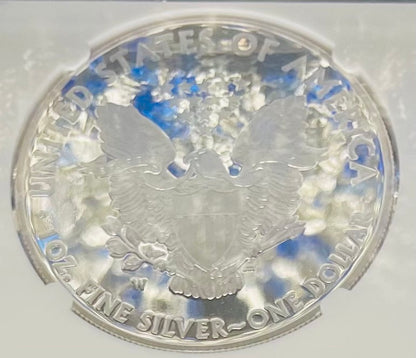 Proof 2019 (W) $1 American Silver Eagle NGC PF70 American Flag Label #487 (Rare Label)