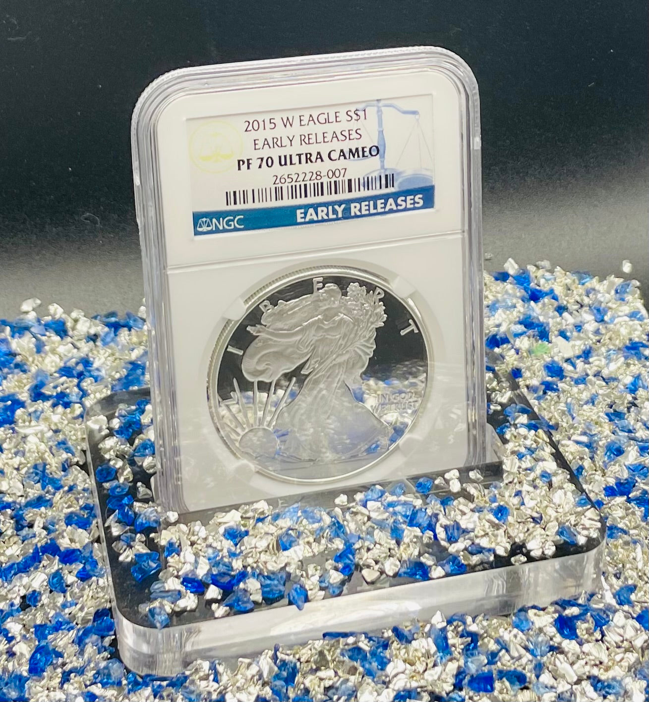 Proof 2015 (W) $1 American Silver Eagle NGC PF70 Early Releases Modern Blue Label Mint Condition (1 of 9,265)