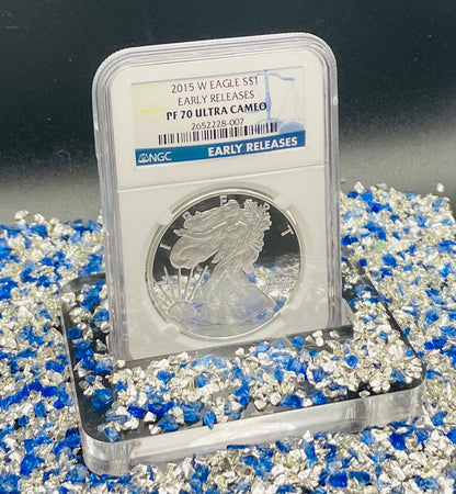 Proof 2015 (W) $1 American Silver Eagle NGC PF70 Early Releases Modern Blue Label Mint Condition (1 of 9,265)
