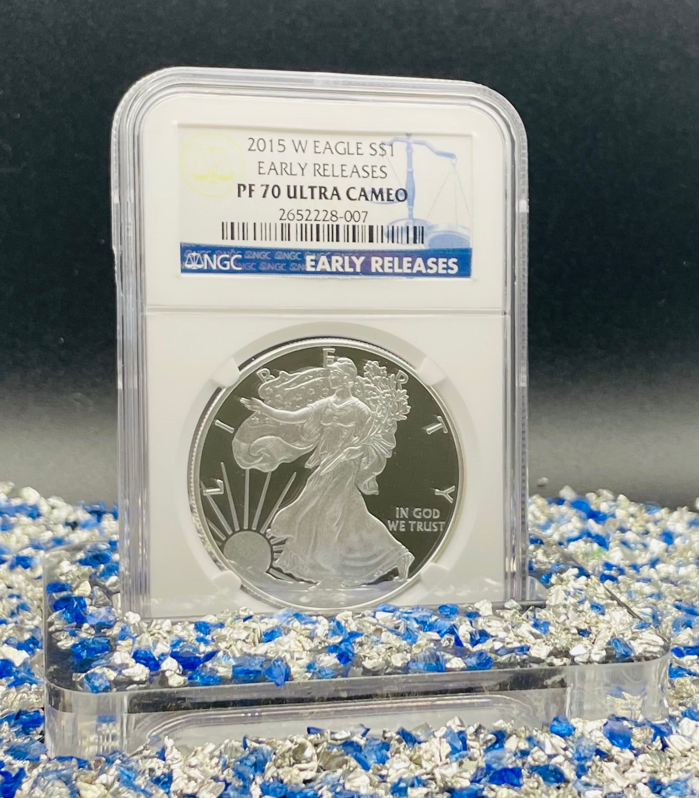 Proof 2015 (W) $1 American Silver Eagle NGC PF70 Early Releases Modern Blue Label Mint Condition (1 of 9,265)