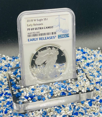 Proof 2018 (W) $1 American Silver Eagle NGC PF69 Early Releases Modern Blue Label Mint Condition (1 of 1,778)
