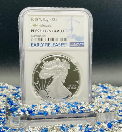 Proof 2018 (W) $1 American Silver Eagle NGC PF69 Early Releases Modern Blue Label Mint Condition (1 of 1,778)