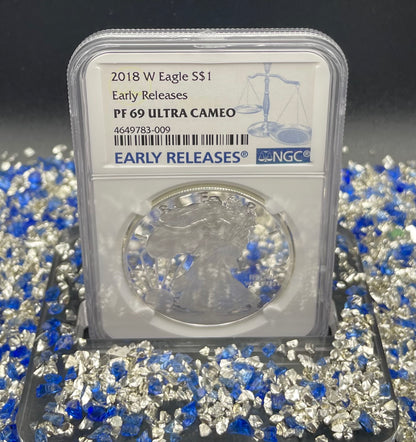 Proof 2018 (W) $1 American Silver Eagle NGC PF69 Early Releases Modern Blue Label Mint Condition (1 of 1,778)