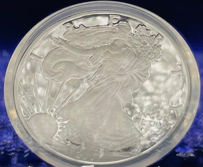 Proof 2007 (W) $1 American Silver Eagle NGC PF70 Trader Bea Private Issue Purple Foil Holder Rare