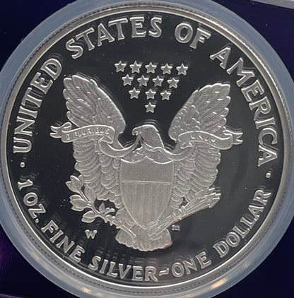 Proof 2007 (W) $1 American Silver Eagle NGC PF70 Trader Bea Private Issue Purple Foil Holder Rare