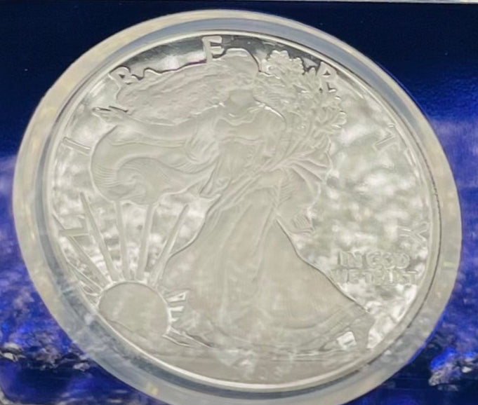 Proof 2008 (W) $1 American Silver Eagle NGC PF70 Trader Bea Private Issue Purple Foil Holder Rare