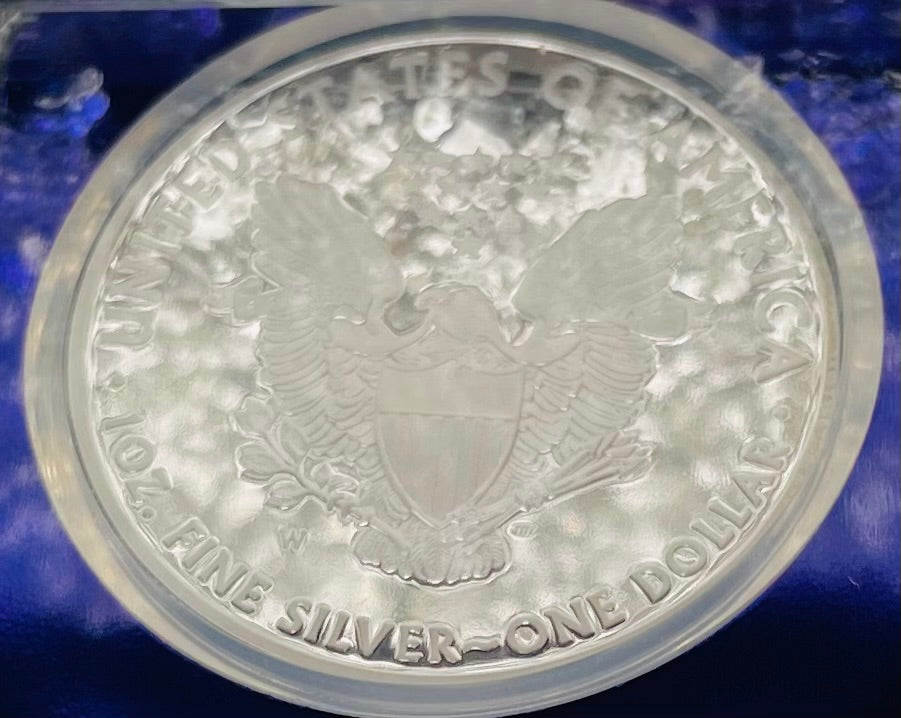 Proof 2008 (W) $1 American Silver Eagle NGC PF70 Trader Bea Private Issue Purple Foil Holder Rare