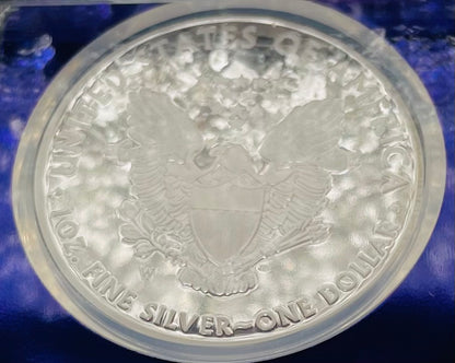 Proof 2008 (W) $1 American Silver Eagle NGC PF70 Trader Bea Private Issue Purple Foil Holder Rare