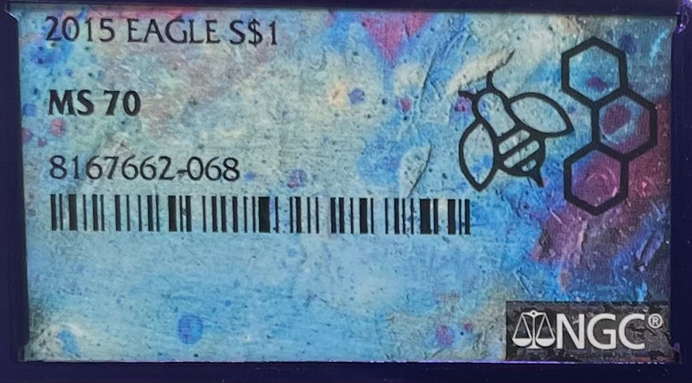 2015 $1 American Silver Eagle NGC MS70 Rare Purple Holder Trader Bea Private Issue