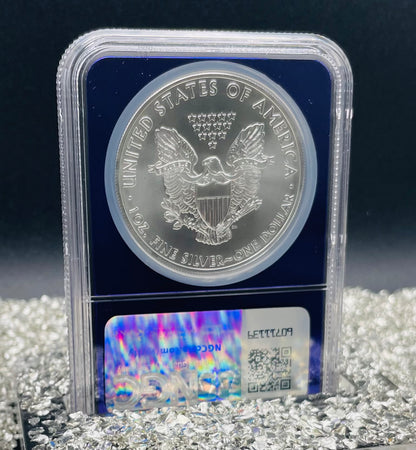 2015 $1 American Silver Eagle NGC MS70 Rare Purple Holder Trader Bea Private Issue